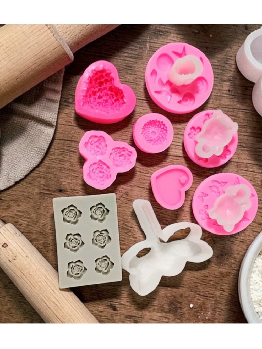 12 Pc Silicone Molds Freshies Wax Melts Crafts Dragonfly Hearts Skull Flowers